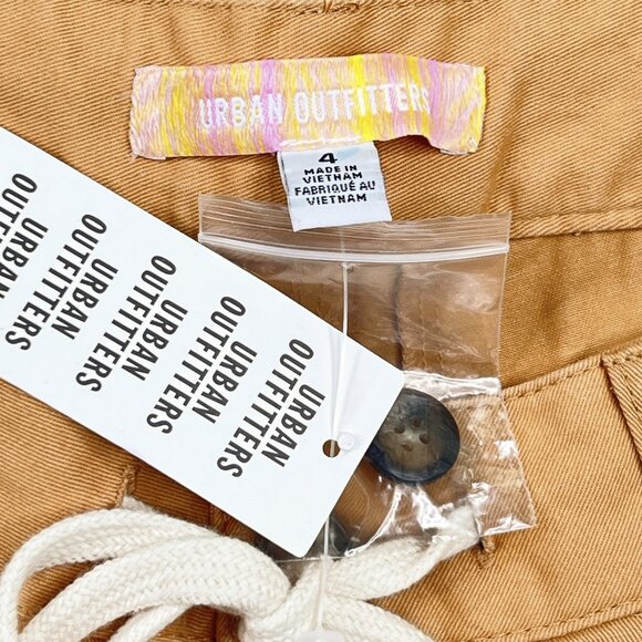 Urban Outfitters Laura Pleated Trouser Pants Drawstring Sand Yellow Size 4 - NWT - Picture 7 of 9